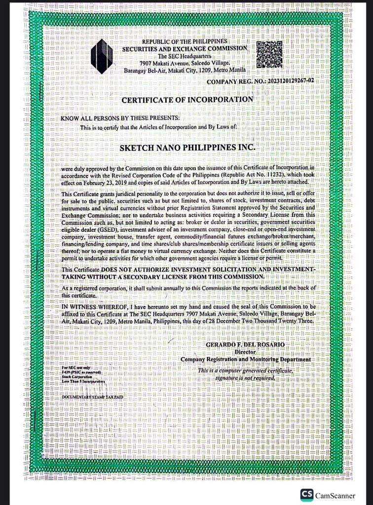 SEC Certificate of Incorporation